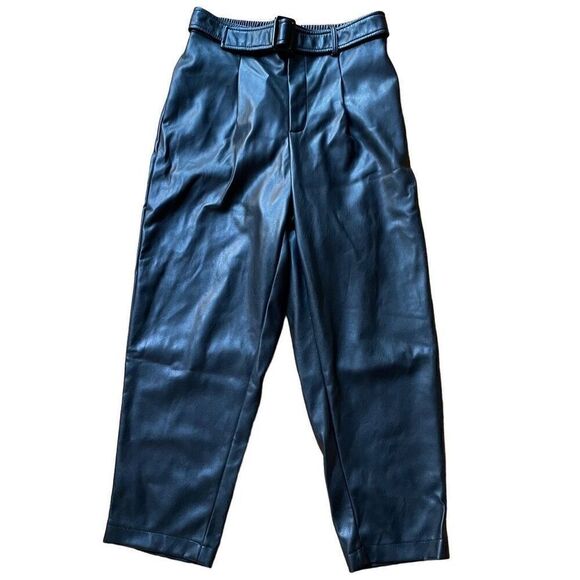 INC International Concepts Womens Pants M Faux Leather High Waist Pleated Barrel - Picture 1 of 9